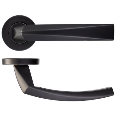 Click Here To Enlarge This Photo Of RM010PCB - Zoo Hardware Rosso Maniglie 'Hydra' Lever on Round Rose - Powder Coat Black