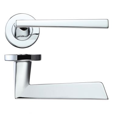 Click Here To Enlarge This Photo Of RM020CP - Zoo Hardware Rosso Maniglie 'Lupus' Lever on Round Rose - Polished Chrome