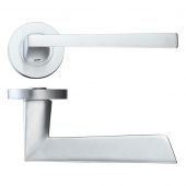 RM020SC - Zoo Hardware Rosso Maniglie 'Lupus' Lever on Round Rose - Satin Chrome