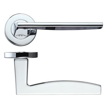 Click Here To Enlarge This Photo Of RM030CP - Zoo Hardware Rosso Maniglie 'Pavo' Lever on Round Rose - Polished Chrome