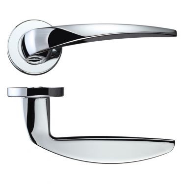 Click Here To Enlarge This Photo Of RM040CP - Zoo Hardware Rosso Maniglie 'Cygnus' Lever on Round Rose - Polished Chrome