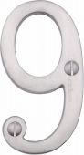 C1560 9-SC Heritage Brass Numeral 9 Face Fix 76mm (3") Satin Chrome Finish
