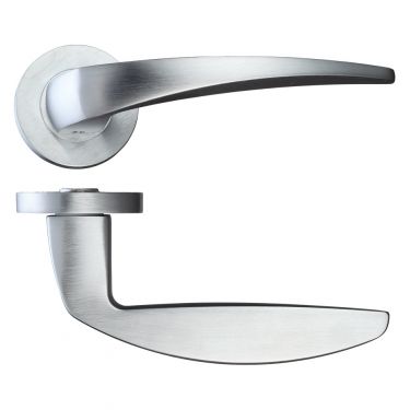 Click Here To Enlarge This Photo Of RM040SC - Zoo Hardware Rosso Maniglie 'Cygnus' Lever on Round Rose - Satin Chrome