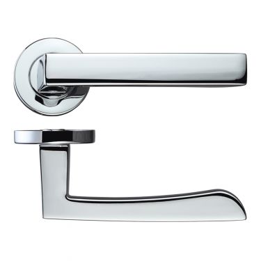 Click Here To Enlarge This Photo Of RM050CP - Zoo Hardware Rosso Maniglie 'Mensa' Lever on Round Rose - Polished Chrome