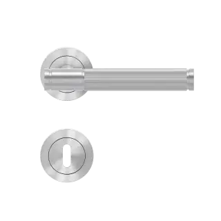 ER90C1 BB0 71 - Karcher Design Studio Series Round Rose Lever Set with Keyhole Escutcheons - Satin Stainless Steel &lpar;Sprung&rpar;