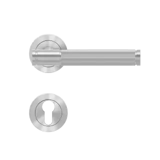 ER90C1 PZ0 71 - Karcher Design Studio Series Round Rose Lever Set with Euro Profile Escutcheons - Satin Stainless Steel &lpar;Sprung&rpar;