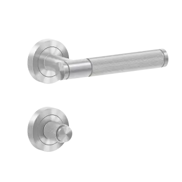Click Here To Enlarge This Photo Of ER90C1 BAD 71 - Karcher Design Studio Series Round Rose Lever Set with Bathroom Turn & Release - Satin Stainless Steel &lpar;Sprung&rpar;