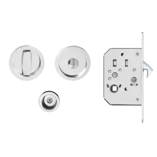 EPD 72 - Karcher Design Round Pocket Door Flush Handle Set &lpar;Turn & Coin Release&rpar; - Polished Stainless Steel