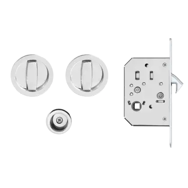 Click Here To Enlarge This Photo Of EPD PB 72 - Karcher Design Round Pocket Door Flush Handle Set &lpar;Turn & Turn&rpar; - Polished Stainless Steel