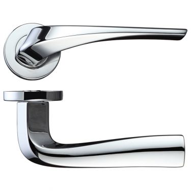 Click Here To Enlarge This Photo Of RM060CP - Zoo Hardware Rosso Maniglie 'Aries' Lever on Round Rose - Polished Chrome