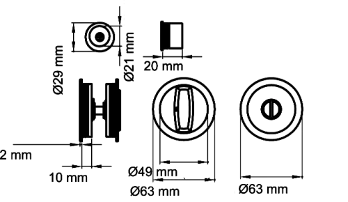 Click Here To Enlarge This Photo Of EPD 89 - Karcher Design Round Pocket Door Flush Handle Set &lpar;Turn & Coin Release&rpar; - Titan Grey