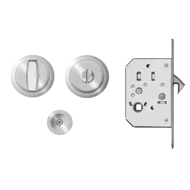 Click Here To Enlarge This Photo Of EPD3 71 - Karcher Design Round Pocket Door Set &lpar;Turn & Coin Release&rpar; - Satin Stainless Steel