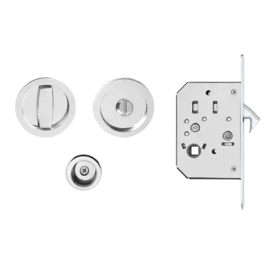 Click Here To Enlarge This Photo Of EPD3 72 - Karcher Design Round Pocket Door Set &lpar;Turn & Coin Release&rpar; - Polished Stainless Steel