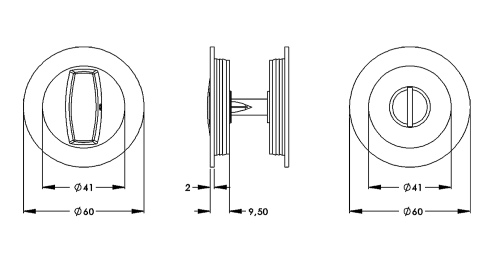 Click Here To Enlarge This Photo Of EPD3 81 - Karcher Design Round Pocket Door Set &lpar;Turn & Coin Release&rpar; - Oil Rubbed Bronze