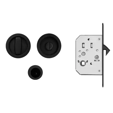 Click Here To Enlarge This Photo Of EPD3 83 - Karcher Design Round Pocket Door Set &lpar;Turn & Coin Release&rpar; - Cosmos Black