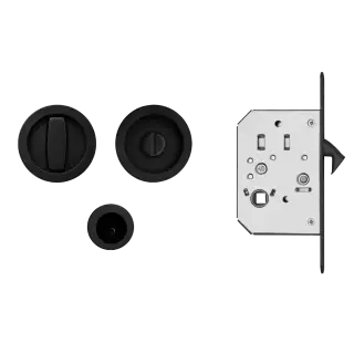 EPD3 83 - Karcher Design Round Pocket Door Set &lpar;Turn & Coin Release&rpar; - Cosmos Black