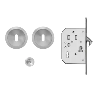 EPD3 BB 71 - Karcher Design Round Pocket Door Set &lpar;Keyhole&rpar; - Satin Stainless Steel