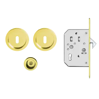 EPD3 BB 78 - Karcher Design Round Pocket Door Set &lpar;Keyhole&rpar; - Polished Zirconium