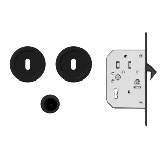 EPD3 BB 83 - Karcher Design Round Pocket Door Set &lpar;Keyhole&rpar; - Cosmos Black