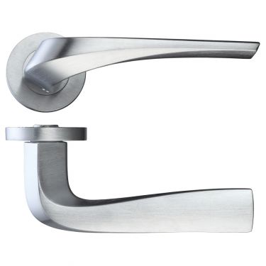 Click Here To Enlarge This Photo Of RM060SC - Zoo Hardware Rosso Maniglie 'Aries' Lever on Round Rose - Satin Chrome