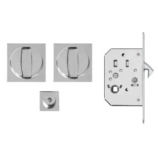 EPDQ PB 72 - Karcher Design Square Pocket Door Flush Handle Set &lpar;Turn & Turn&rpar; - Polished Stainless Steel