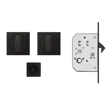 Click Here To Enlarge This Photo Of EPDQ PB 81 - Karcher Design Square Pocket Door Flush Handle Set &lpar;Turn & Turn&rpar; - Oil Rubbed Bronze