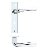 RM061CP - Zoo Hardware Rosso Maniglie 'Aries' Lever Lock (57mm c/c) on Backplate (190x42mm) Polished Chrome