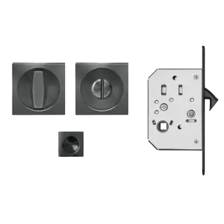 EPDQ 89 - Karcher Design Square Pocket Door Flush Handle Set &lpar;Turn & Coin Release&rpar; - Titan Grey