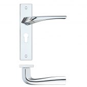 RM061EPCP - Zoo Hardware Rosso Maniglie 'Aries' Lever Euro Profile Lock (47.5mm c/c) on Backplate (190x42mm) Polished Chrome