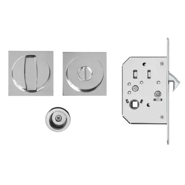 Click Here To Enlarge This Photo Of EPDQ 3 72 - Karcher Design Square Pocket Door Set &lpar;Turn & Coin Release&rpar; - Polished Stainless Steel