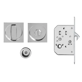 EPDQ 3 72 - Karcher Design Square Pocket Door Set &lpar;Turn & Coin Release&rpar; - Polished Stainless Steel