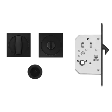 Click Here To Enlarge This Photo Of EPDQ 3 83 - Karcher Design Square Pocket Door Set &lpar;Turn & Coin Release&rpar; - Cosmos Black