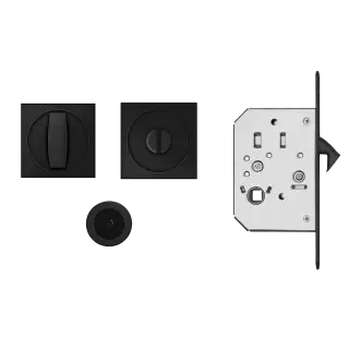 EPDQ 3 83 - Karcher Design Square Pocket Door Set &lpar;Turn & Coin Release&rpar; - Cosmos Black