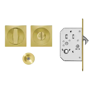 EPDQ 3 88 - Karcher Design Square Pocket Door Set &lpar;Turn & Coin Release&rpar; - Satin Brass