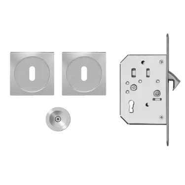 Click Here To Enlarge This Photo Of EPDQ 3 BB 71 - Karcher Design Square Pocket Door Set &lpar;Keyhole&rpar; - Satin Stainless Steel