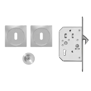 EPDQ 3 BB 71 - Karcher Design Square Pocket Door Set &lpar;Keyhole&rpar; - Satin Stainless Steel