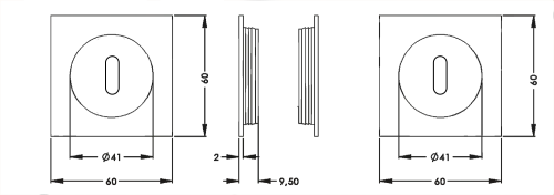 Click Here To Enlarge This Photo Of EPDQ 3 BB 72 - Karcher Design Square Pocket Door Set &lpar;Keyhole&rpar; - Polished Stainless Steel