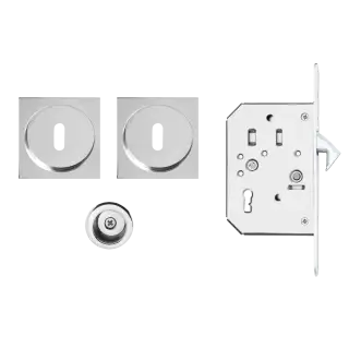 EPDQ 3 BB 72 - Karcher Design Square Pocket Door Set &lpar;Keyhole&rpar; - Polished Stainless Steel