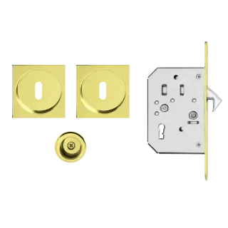 EPDQ 3 BB 78 - Karcher Design Square Pocket Door Set &lpar;Keyhole&rpar; - Polished Zirconium
