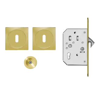 EPDQ 3 BB 88 - Karcher Design Square Pocket Door Set &lpar;Keyhole&rpar; - Satin Brass