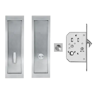 Click Here To Enlarge This Photo Of EPDQ 2 71 - Karcher Design Rectangular Pocket Door Flush Handle Set &lpar;Turn & Coin Release&rpar; - Satin Stainless Steel
