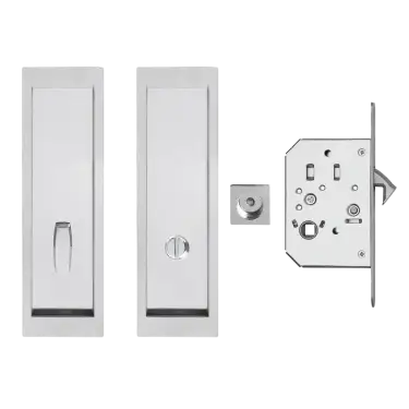 Click Here To Enlarge This Photo Of EPDQ 2 72 - Karcher Design Rectangular Pocket Door Flush Handle Set &lpar;Turn & Coin Release&rpar; - Polished Stainless Steel