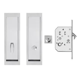 EPDQ 2 72 - Karcher Design Rectangular Pocket Door Flush Handle Set &lpar;Turn & Coin Release&rpar; - Polished Stainless Steel