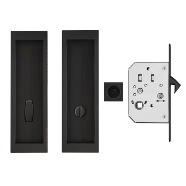 Click Here To Enlarge This Photo Of EPDQ 2 83 - Karcher Design Rectangular Pocket Door Flush Handle Set &lpar;Turn & Coin Release&rpar; - Cosmos Black