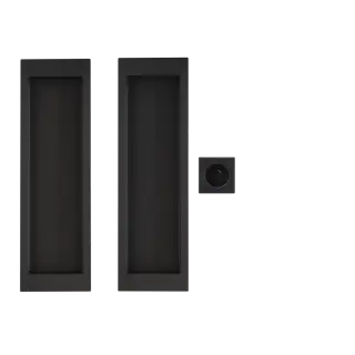 EPDQ 2 0S 83 - Karcher Design Rectangular Pocket Door Flush Handle Set &lpar;Non Locking&rpar; - Cosmos Black