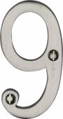 C1560 9-SN Heritage Brass Numeral 9 Face Fix 76mm (3") Satin Nickel Finish
