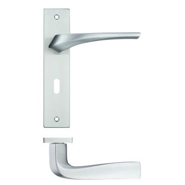 Click Here To Enlarge This Photo Of RM061SC - Zoo Hardware Rosso Maniglie 'Aries' Lever Lock (57mm c/c) on Backplate (190x42mm) Satin Chrome