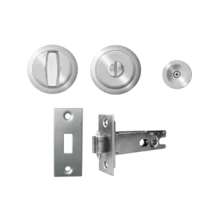EPD4 71 - Karcher Design Round Pocket Door Flush Handle Set &lpar;Privacy Latch&rpar; - Satin Stainless Steel
