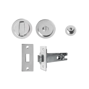 Click Here To Enlarge This Photo Of EPD4 72 - Karcher Design Round Pocket Door Flush Handle Set &lpar;Privacy Latch&rpar; - Polished Stainless Steel