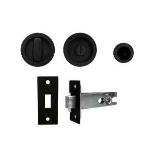 EPD4 83 - Karcher Design Round Pocket Door Flush Handle Set &lpar;Privacy Latch&rpar; - Cosmos Black